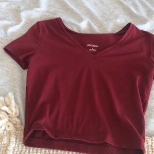 Dark red crop top for teens